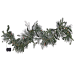 Christmas Garland White Synthetic Material 180 Cm Pre Lit Snowy With Led Lights Seasonal Decor Beliani