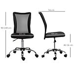 Vinsetto Home Office Mesh Task Chair Ergonomic Armless Mid Back Height Adjustable With Swivel Wheels, Black