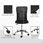 Vinsetto Home Office Mesh Task Chair Ergonomic Armless Mid Back Height Adjustable With Swivel Wheels, Black