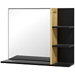 Homcom Bathroom Mirror With Shelf, Wall-mounted Makeup Mirror, Modern Vanity Mirror With 4 Storage Shelves For Make Up, Black