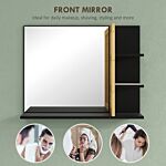 Homcom Bathroom Mirror With Shelf, Wall-mounted Makeup Mirror, Modern Vanity Mirror With 4 Storage Shelves For Make Up, Black