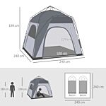 Outsunny 4 Person Automatic Camping Tent, Outdoor Pop Up Tent, Portable Backpacking Dome Shelter, Light Grey