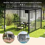 Outsunny 3 X 2.8m Metal Pergola, With Retractable Fabric Roof - Grey