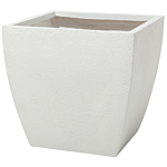 Plant Pot White Fibre Clay Flower Planter Square 53 X 53 X 51 Cm Indoor Outdoor Garden Accessories Beliani