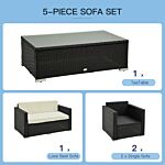 Outsunny 4-seater Rattan Sofa Set Garden Rattan Furniture Wicker Steel Chair Seat Furniture Patio Rattan Garden Sofa Black