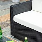 Outsunny 4-seater Rattan Sofa Set Garden Rattan Furniture Wicker Steel Chair Seat Furniture Patio Rattan Garden Sofa Black