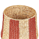 Wicker Basket Beige Red Water Hyacinth Woven Circus Motif Tent With Lid Pompom Toy Hamper Child's Room Accessory Beliani