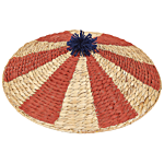 Wicker Basket Beige Red Water Hyacinth Woven Circus Motif Tent With Lid Pompom Toy Hamper Child's Room Accessory Beliani