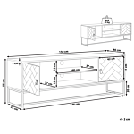 Tv Stand Light Wood With White Metal Legs Rectangular For Up To 75ʺ Tv Media Unit With Shelves Doors Cable Management Living Room Furniture Beliani