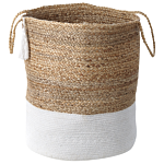 Set Of 2 Storage Baskets Cotton Jute White And Natural 50 Cm Laundry Bins Boho Beliani