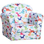 Homcom Children Armchair Kids Sofa Tub Chair Seat Cartoon Dinosaur Pattern Bedroom Flannel Wooden Frame Non-slip Playroom Seater