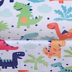 Homcom Children Armchair Kids Sofa Tub Chair Seat Cartoon Dinosaur Pattern Bedroom Flannel Wooden Frame Non-slip Playroom Seater