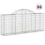 Vidaxl Arched Gabion Baskets 6 Pcs 200x30x80/100 Cm Galvanised Iron