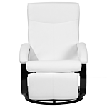 Reclining Armchair White Faux Leather Adjustable Back Wooden Base Pull-out Footstool High Back Modern Design Beliani