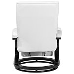 Reclining Armchair White Faux Leather Adjustable Back Wooden Base Pull-out Footstool High Back Modern Design Beliani