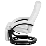 Reclining Armchair White Faux Leather Adjustable Back Wooden Base Pull-out Footstool High Back Modern Design Beliani