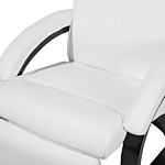 Reclining Armchair White Faux Leather Adjustable Back Wooden Base Pull-out Footstool High Back Modern Design Beliani