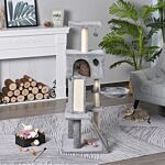 Pawhut 51" Cat Tree,activity Tower With Condo Scratching Posts Ladders And Two Toys For Kitty Pet Climbing Relaxing And Playing