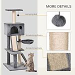 Pawhut 51" Cat Tree,activity Tower With Condo Scratching Posts Ladders And Two Toys For Kitty Pet Climbing Relaxing And Playing