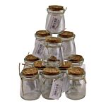 Set Of 12 Small, Craft Storage Glass Jars With Cork Stoppers