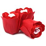 Set Of 3 Soap Flower Heart Box - Red Roses