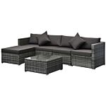 Outsunny 5-seater Garden Patio Rattan Furniture Wicker Weave Conservatory Sofa Chairs Table Set Brown Aluminium Frame