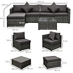 Outsunny 5-seater Garden Patio Rattan Furniture Wicker Weave Conservatory Sofa Chairs Table Set Brown Aluminium Frame