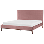 Eu Super King Size Pink Velvet Fabric 6ft Upholstered Frame Headboard Honeycomb Quilted Modern Design Beliani