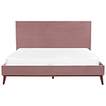 Eu Super King Size Pink Velvet Fabric 6ft Upholstered Frame Headboard Honeycomb Quilted Modern Design Beliani