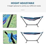 Outsunny 294 X 117cm Hammock With Stand Camping Hammock With Portable Carrying Bag, Adjustable Height, 120kg Load Capacity, White Stripe