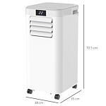 Homcom 8000 Btu 4-in-1 Compact Portable Mobile Air Conditioner Unit Cooling Dehumidifying Ventilating W/ Fan Remote Led Display 24 Hr Timer Auto Shut