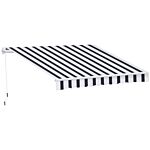 Outsunny 2.5m X 2m Garden Patio Manual Awning Canopy Sun Shade Shelter Retractable With Winding Handle Blue White