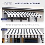 Outsunny 2.5m X 2m Garden Patio Manual Awning Canopy Sun Shade Shelter Retractable With Winding Handle Blue White