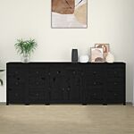 Vidaxl Sideboard Black 230x35x80 Cm Solid Wood Pine