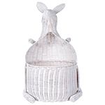 Wicker Kangaroo Basket White Rattan Woven Toy Hamper Child's Room Accessory Beliani