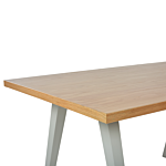 Dining Table Light Wood And Grey Rubberwood 150 X 90 Cm Legs Mdf Top In Oak Veneer Beliani