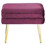 Bedroom Storage Bench Burgundy Red Polyester Velvet Upholstery Golden Legs Glam Design Solid Colour Living Room Furniture Beliani