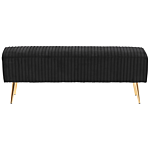 Bench Black Velvet Upholstered Gold Metal Legs 118 X 40 Cm Glamour Living Room Bedroom Hallway Beliani