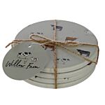 Set Of 4 Novelty Coasters - Willow Farm