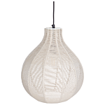 Pendant Hanging Lamp Beige Cotton Rope Cage Shade Japandi Natural Style Beliani