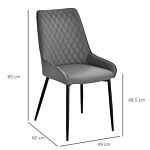 Homcom Set Of 2 Quilted Pu Leather Dining Chairs With Metal Frame 4 Legs Foot Caps Home Seating Modern Stylish Executive Grey