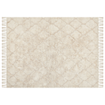 Area Rug Beige Cotton 160 X 230 Cm Minimalistic Tufted Shaggy Design Geometric Pattern Living Room Bedroom Beliani