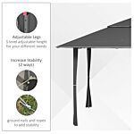 Outsunny 4 X 4m Pop-up Gazebo Double Roof Canopy Tent With Uv Proof, Roller Bag & Adjustable Legs Outdoor Party, Steel Frame, Dark Grey