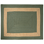 Area Rug Green Jute 300 X 400 Cm Braided Handmade Geometric Pattern Natural Boho Style Textile Beliani