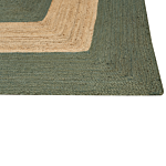 Area Rug Green Jute 300 X 400 Cm Braided Handmade Geometric Pattern Natural Boho Style Textile Beliani