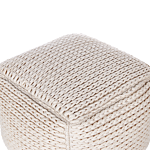 Pouffe Beige Cotton 50 X 50 X 35 Cm With Eps Filling Thick Woven Cover Footstool Boho Beliani