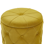 Set Of Storage Pouffes Mustard Polyester Velvet Button Tufted Upholstery Golden Base Retro Design Beliani