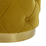 Set Of Storage Pouffes Mustard Polyester Velvet Button Tufted Upholstery Golden Base Retro Design Beliani