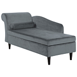 Chaise Lounge Light Grey Velvet Upholstery With Storage Left Hand With Bolster Beliani