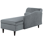 Chaise Lounge Light Grey Velvet Upholstery With Storage Left Hand With Bolster Beliani